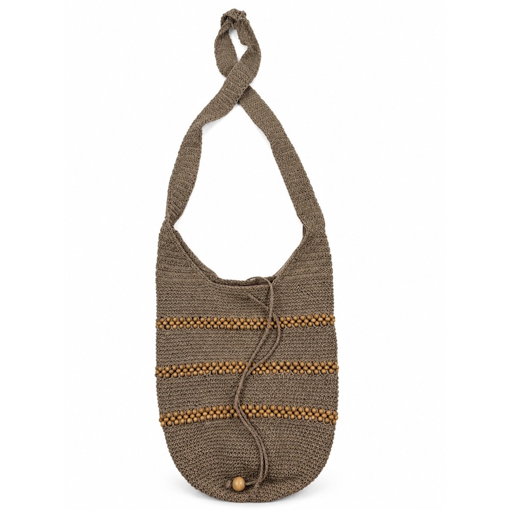 Vintage Y2K Boho Vacation Slouchy Woven Hobo Festival Crochet Shoulder Bag